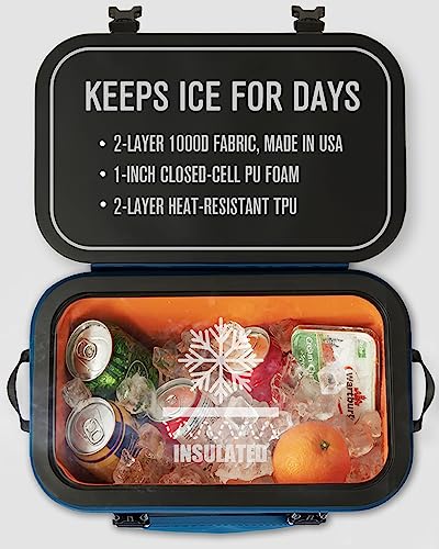 30 Can Magnetic Backpack Cooler, Zipperless Soft Cooler Backpack with Wide-Mouth Magnetic Lid, Leakproof Insulated Soft Sided Cooler for Beach, Fishing, Tailgating & Kayak - color: Navy