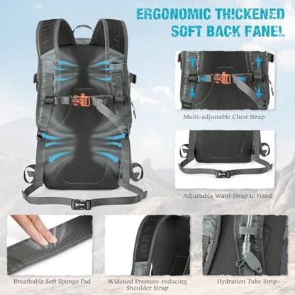G4Free Hiking Backpack with Thickened Back Panel Packable 25L Lightweight Foldable Travel Daypack for Men Women(Grey) - color: Grey