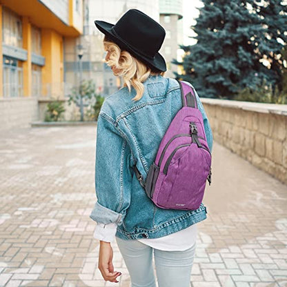 G4Free Sling Bag for Men and Women, RFID Blocking Crossbody Bag, Lightweight Sling Backpack for Travel, Hiking, Walking and Daily Use - color: Light Purple