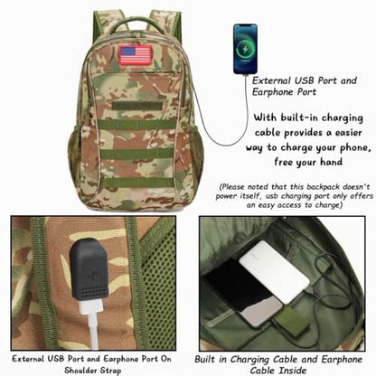 4land Camo Backpack for Boys,Army Boys Backpacks for Elementary Middle School Military,Camouflage Bookbag 40L - color: A-jun