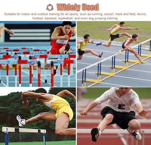 Height Adjustable Hurdles, Metal Folding Track & Field Hurdles, Speed Agility Obstacle Training for Adult Kids Athletes, 76-106cm Adjustable Hurdle for Soccer, Portab, A
