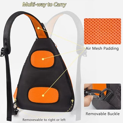 SUKRY Pickleball Bag Sling backpack with Water Bottle Holder for Men and Women Pickle ball Accessories Water-Resistant Sprot Bag - color: Orange