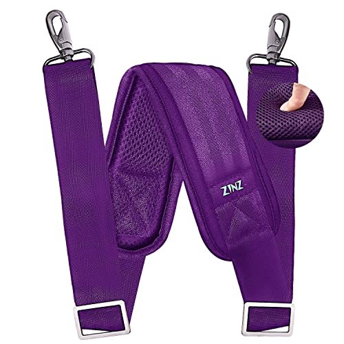 ZINZ 79 inch Shoulder Strap, Extra-thick Fixed Cushion Pad and Dual Clasps Universal Replacement Strap with Metal Swivel Hooks for Laptop Bags, Luggage Bags, Camera, Crossbody (200cm,Purple) - color: Purple