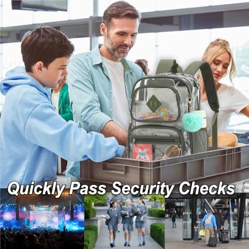 Heavy Duty Clear Backpack for Girls Boys Transparent School Bookbag Kids Durable PVC See Through Backpack-Army Green - color: Army Green