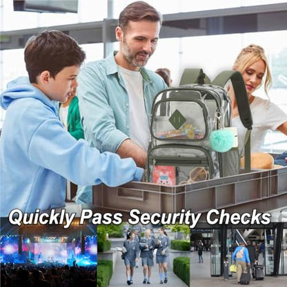 Heavy Duty Clear Backpack for Girls Boys Transparent School Bookbag Kids Durable PVC See Through Backpack-Army Green - color: Army Green
