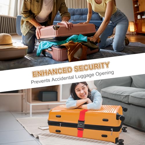 MECCANIXITY Luggage Straps with Combination Lock Adjustable Suitcase Belt Strap for Suitcase Briefcase Backpack Travel, Purple, Pack of 4 - color: Purple