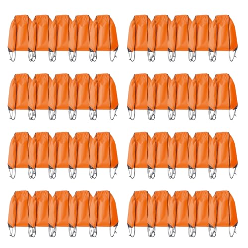 Drawstring Backpack Bulk 40Pcs Draw String Backpack Bags DIY Gym Sports Traveling Yoga Cinch Bag Sackpack Drawstring (orange) - color: Orange