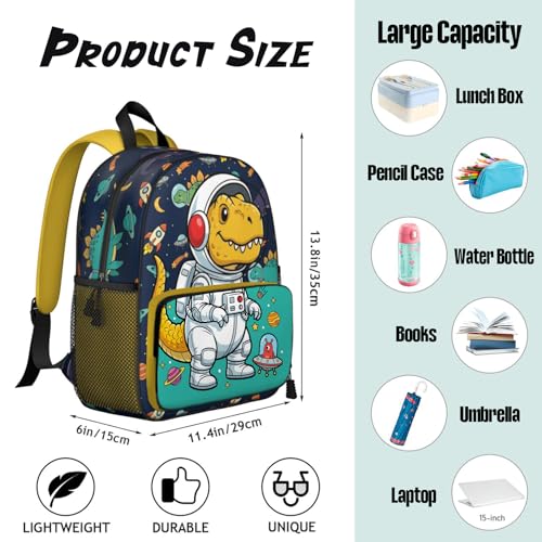 Toddler Backpack for Kids 4-6 – Dinosaur Astronaut Kids Backpack, Space Preschool Kindergarten Daycare Bag with Ergonomic Straps & Chest Buckle, Small Backpack for Kids Travel & School - color: Dinosaur Astronauts
