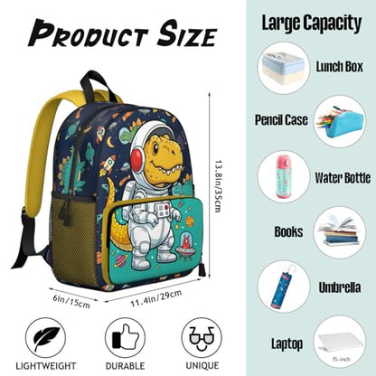 Toddler Backpack for Kids 4-6 – Dinosaur Astronaut Kids Backpack, Space Preschool Kindergarten Daycare Bag with Ergonomic Straps & Chest Buckle, Small Backpack for Kids Travel & School - color: Dinosaur Astronauts