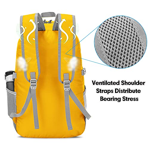 ZOMAKE Lightweight Packable Backpack - 35L Light Foldable Hiking Backpacks Water Resistant Collapsible Daypack for Travel(Yellow New) - color: Yellow New