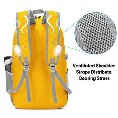 ZOMAKE Lightweight Packable Backpack - 35L Light Foldable Hiking Backpacks Water Resistant Collapsible Daypack for Travel(Yellow New) - color: Yellow New