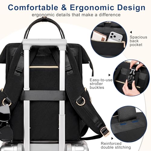 Weitars Diaper Bag Backpack Travel Diaper Backpack, Large Baby Diaper Bag with Changing Pad Baby Bag for Boys Girls, Insulated Pockets, Waterproof Baby Backpack for Mom & Maternity (Black) - color: Black