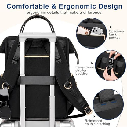 Weitars Diaper Bag Backpack Travel Diaper Backpack, Large Baby Diaper Bag with Changing Pad Baby Bag for Boys Girls, Insulated Pockets, Waterproof Baby Backpack for Mom & Maternity (Black) - color: Black