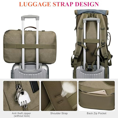 WITZMAN Travel Backpack for Men 40L Large Carry-on Airline Approved Convertible 3 in 1 laptop Bags Fit 16 inch(A8013 Army Green) - color: Army Green