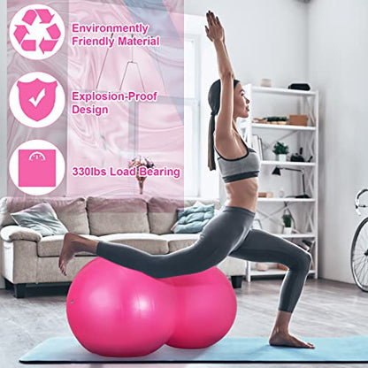 Wettarn 2 Pcs Peanut Ball Peanut Exercise Ball Pregnancy Yoga Stability Fitness Earthnut with Pump for Labor Birthing, Core Strength Training