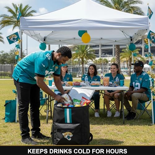 Cooler Backpack – Portable Soft Sided Ice Chest – Insulated Bag Holds 36 Cans - Football Gear – Show Your Team Spirit with Officially Licensed Fan Gear - style: Jacksonville Jaguars