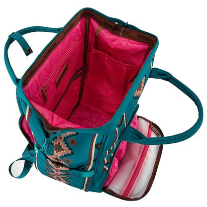 Montana West Wrangler Callie Diaper Bag Backpack with Stroller Straps Multifunction Baby Travel Bag WG2204-9110TQ - color: Turquoise