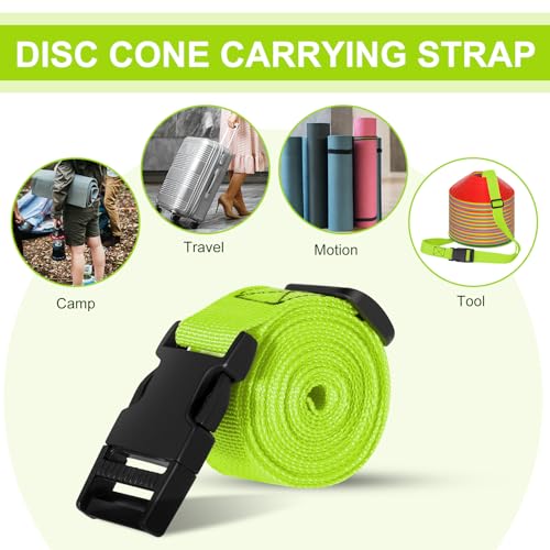 6.5 Feet Strap Cone Carrier Sport Cone Carrying Strap Adjustable Agility Disc Cone Strap Carrier for Storage & Travel with Quick Snap Closure - color: Green