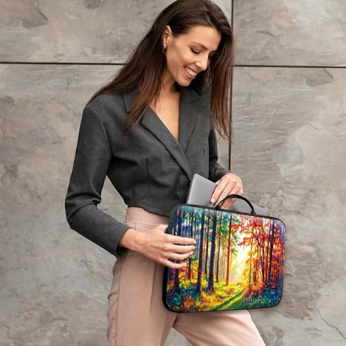 14 15 15.4 15.6 inch Laptop Handle Bag Computer Bag, Pouch Holder Notebook Sleeve Cover Soft Case Compatible for Dell,Lenovo,Toshiba HP, Asus Notebook-Autumn Forest - color: Autumn Forest