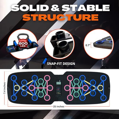 Clikshop Push Up Board – Foldable Push Up Bar System with Resistance Bands | Perfect Pushups for Men | Portable Pushup Board & Calisthenics Equipment for Strength Training at Home or Gym