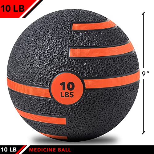 JFIT Dual Texture Medicine Ball – Weighted Exercise Ball for Strength, Core & Functional Fitness Training - style: 10lb