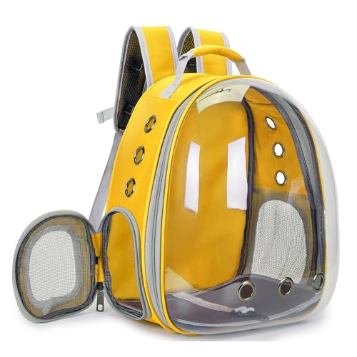 Cat Bubble Backpack Carrier for Small Medium Dogs Cats Carrying Bag, Airline Approved Pet Travel Carrying Bag Dog Hiking Walking Outdoor Backpack (Yellow) - color: Yellow