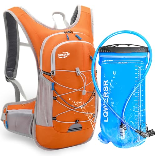 20L Hydration Backpack Pack with 2L Water Bladder Lightweight Hiking Backpack for Women Men, Adjustable Chest Straps Running Hydration Vest for Hiking, Cycling, Climbing - color: Orange