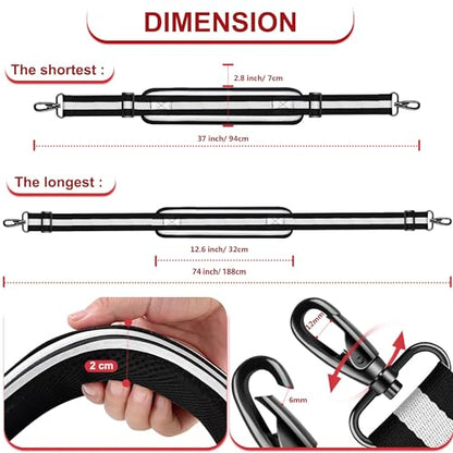 ZINZ 74" Shoulder Strap with Fixed Pad and Dual Balanced Buckles，Black-White-Black Stripe - color: Black-white-black Stripe