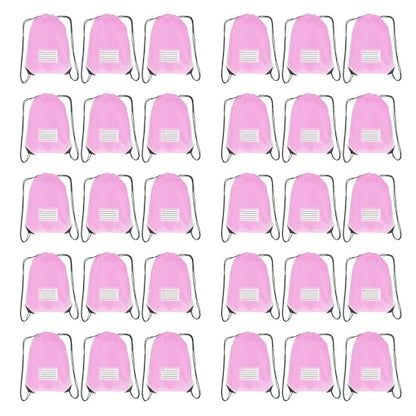 Drawstring Backpack Bulk 30 Packs Draw String Bags for Gym Sports Trip Pedestrianism Cinch Sack DIY for Women Men with Memo Card (pink) - color: Pink