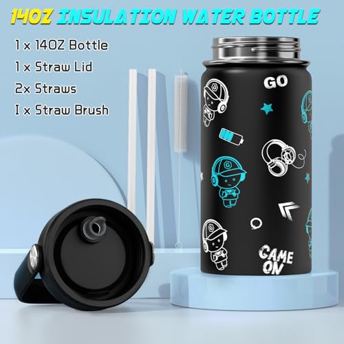 Scothen Boys Backpack, Cool Luminous Gamer School Backpacks for Boys with 14oz Insulated Water Bottle Lunch Bag Pencil Case, Kids Backpack Book Bags for Kindergarten Elementary Middle School - color: Blue Musicer