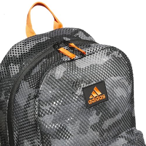 adidas Hermosa Mesh See-Through Backpack – Festival Concert Stadium Beach Bag, 29L, Camouflage Carbon/Impact Orange/Black/2, OSFA - color: Camouflage Carbon/Impact Orange/Black/2