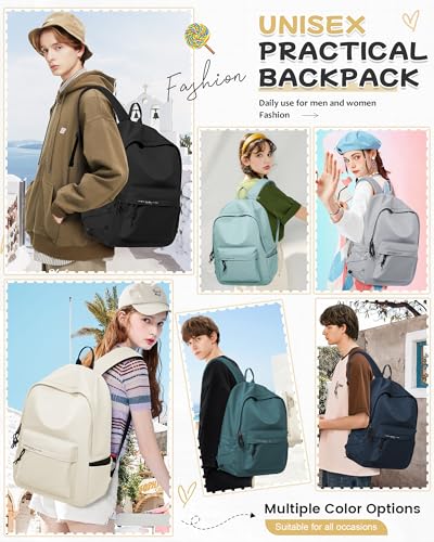 BJLFS Beige Backpack for School Women Girls, Waterproof Bookbag Cute High School Back Pack for Men Teen Boys, Lightweight Travel College Backpack Mochilas Escolares Para Casual Daypack Rucksack - color: White