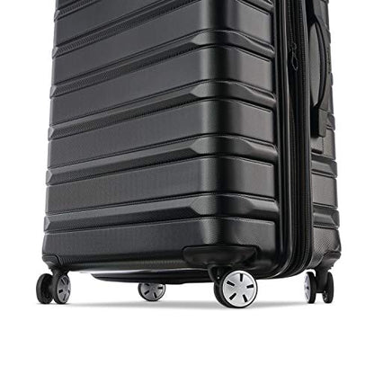 Samsonite Omni 2 24-Inch Medium Checked Hardside Luggage with 360° Spinner Wheels - Scratch Resistant Hardshell - TSA Lock - Expandable Polycarbonate Shell for Lightweight Travel - Midnight Black - color: Midnight Black, size: Checked-Medium Spinner