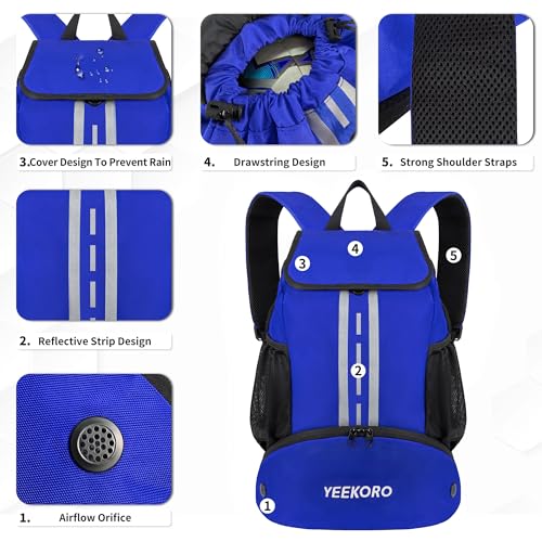 Soccer Backpack Multifunctional Sport Gym Bags with Dry-wet Separate & Shoe Compartment for Basketball Volleyball - color: Upgraded Blue
