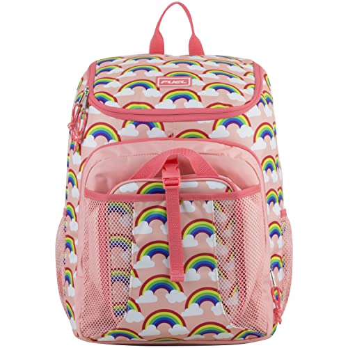 FUEL Lunch Backpack Set Teens Student Water Resistant Bookbag Bag Soft Reusable Insulated Cooler Lunch Box Thermal Travel Office Lunch Bag, Rainbow - color: Coral