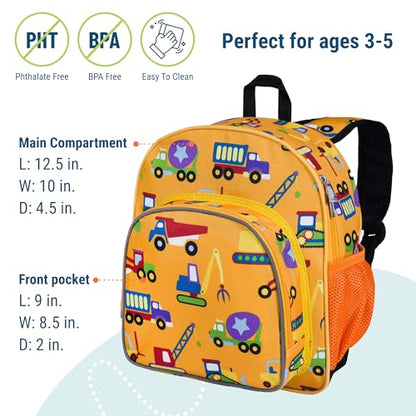 Wildkin 12 Inch Toddler Backpack for Kids, Under Construction - color: Under Construction, size: 12 x 10 x 4.5 inches