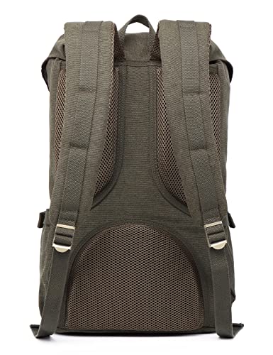 KAUKKO Travel Laptop Backpack Outdoor Rucksack Causal backpack Fits 15.6"(Canvas Green) - color: Canvas Green, size: Large