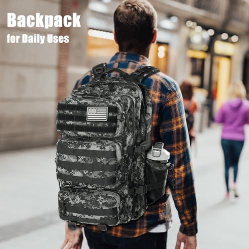Military Tactical Backpack 50L Large Day Backpack for Men Molle Army 3 Days Assault Pack Bug Out Bag Water Resistant and Heavy Duty Hiking Treeking Rucksack - Black Digital Camo - color: Black Digital Camo, size: 50L