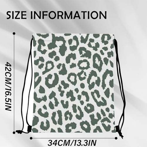 Drawstring Backpack Draw String Bag Sports Gym Bags Waterproof Cute Aesthetic Sackpack for Unisex Women Sports Beach Travel(13"×17")-Leopard - color: Z17-white Leopard