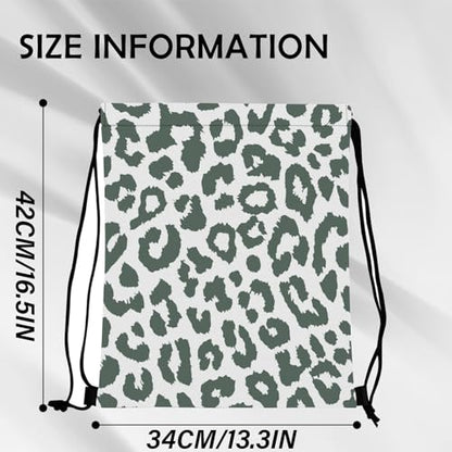 Drawstring Backpack Draw String Bag Sports Gym Bags Waterproof Cute Aesthetic Sackpack for Unisex Women Sports Beach Travel(13"×17")-Leopard - color: Z17-white Leopard