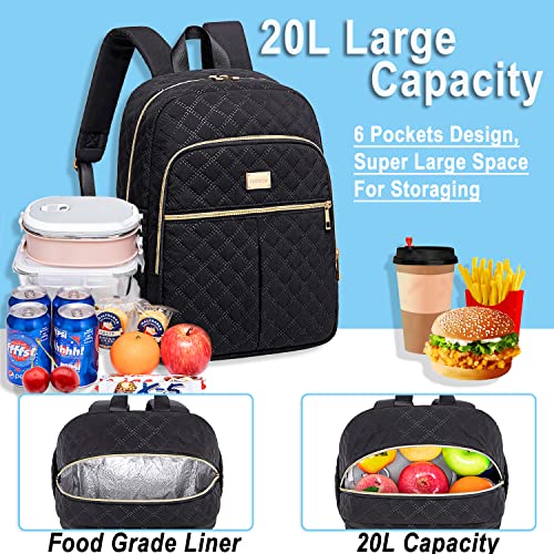 Weitars Lunch Backpack For Women Men,20L Cooler Backpack Insulated Lunch Bag For Women With Side Pockets Waterproof,Meal Prep Backpack,Adult Backpack Cooler For Lunch Picnic Hiking Camping Beach - color: Black
