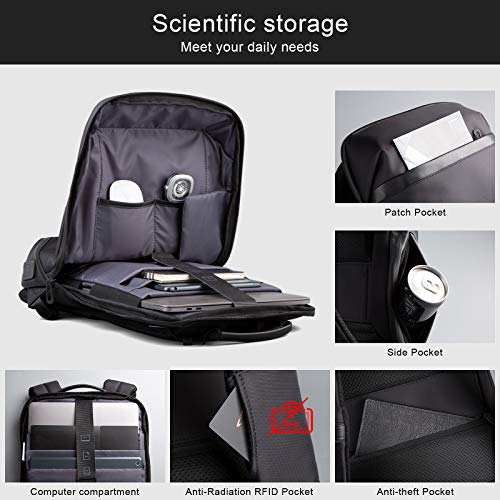 VGOAL 15.6 Inch Laptop Backpack Business Travel Anti-Theft Slim Backpack with USB Charging Port and RFID Pocket, Black, for Men and Women - color: Fg6310