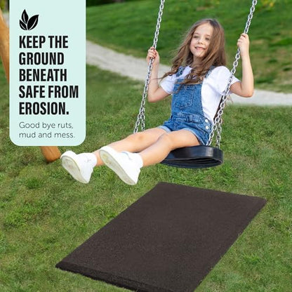 Playsafer Heavy Duty Commercial Grade Rubber Playground Safety Mat - Playground Protection Mat for Swings and Slides - 54" Long X 32" Wide x 2" Thick (Brown) - color: Brown