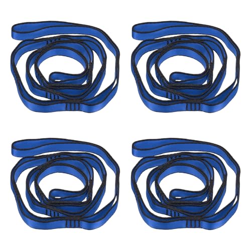 PATIKIL Daisy Chain Straps, Strong Climbing Strap Adjustable Nylon Chain Sling with Loops for Aerial Yoga Hammock Swing - color: Blue, size: 51 Inch