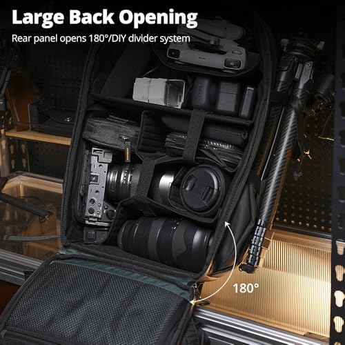 AMBITFUL 25+3L Professional Camera Backpack, Large Photography Bag for DSLR SLR Mirrorless Cameras, Ergonomic Suspended Support System with Laptop Compartment & Tripod Holder, Waterproof