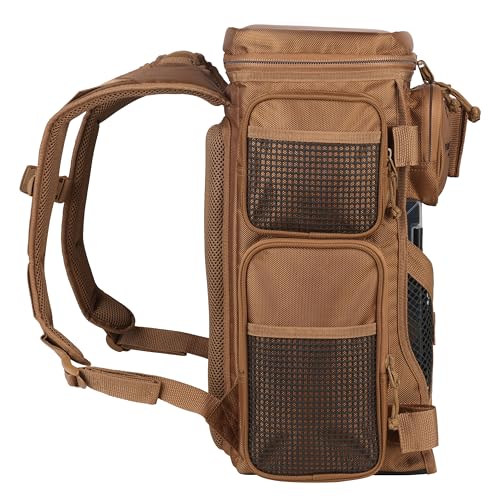 Evolution Fishing Drift Series Tackle Backpack, Outdoor Rucksack w/ 6 Fishing Tackle Trays, Heavy Duty - color: Coyote, size: 3600