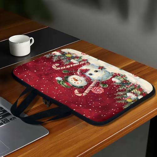 Christmas Red Snowman 10 Inch Laptop Sleeve Cover Computer Bag Tablet Carrying Case, Waterproof Tote Bags Notebook Sleeves Handbag for Travel/Business/School, Family & Friends Gift - color: Christmas Red Snowman, size: 10 Inch