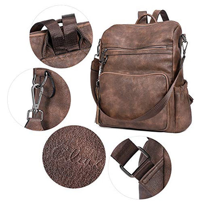 CLUCI Backpack Purse for Women Large Leather Travel Backpack Work Fashion Ladies Casual Daypack with Tassel Two-Tone Coffee - color: Two-tone Coffee