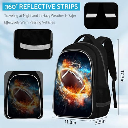 TILYTADLY School Backpack for Boys - American Football Boys Backpack for Kids Children Teens Elementary Middle School - Students Bag for Ages 6-18,17″Bookbag Multifunctional Large Capacity - color: American Football-04-backpack Only