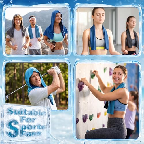 Honoson 20 Pcs12x25 Inch Cooling Hoodie Towel Bulk for Neck and Face 40x12 Inch Quick Dry Sweat Towels Instant Ice Cold Towel for Hot Weather Run Yoga Gym(Dark Gray, Light Gray, Dark Blue, Light Blue) - color: Dark Gray, Light Gray, Dark Blue, Light Blue